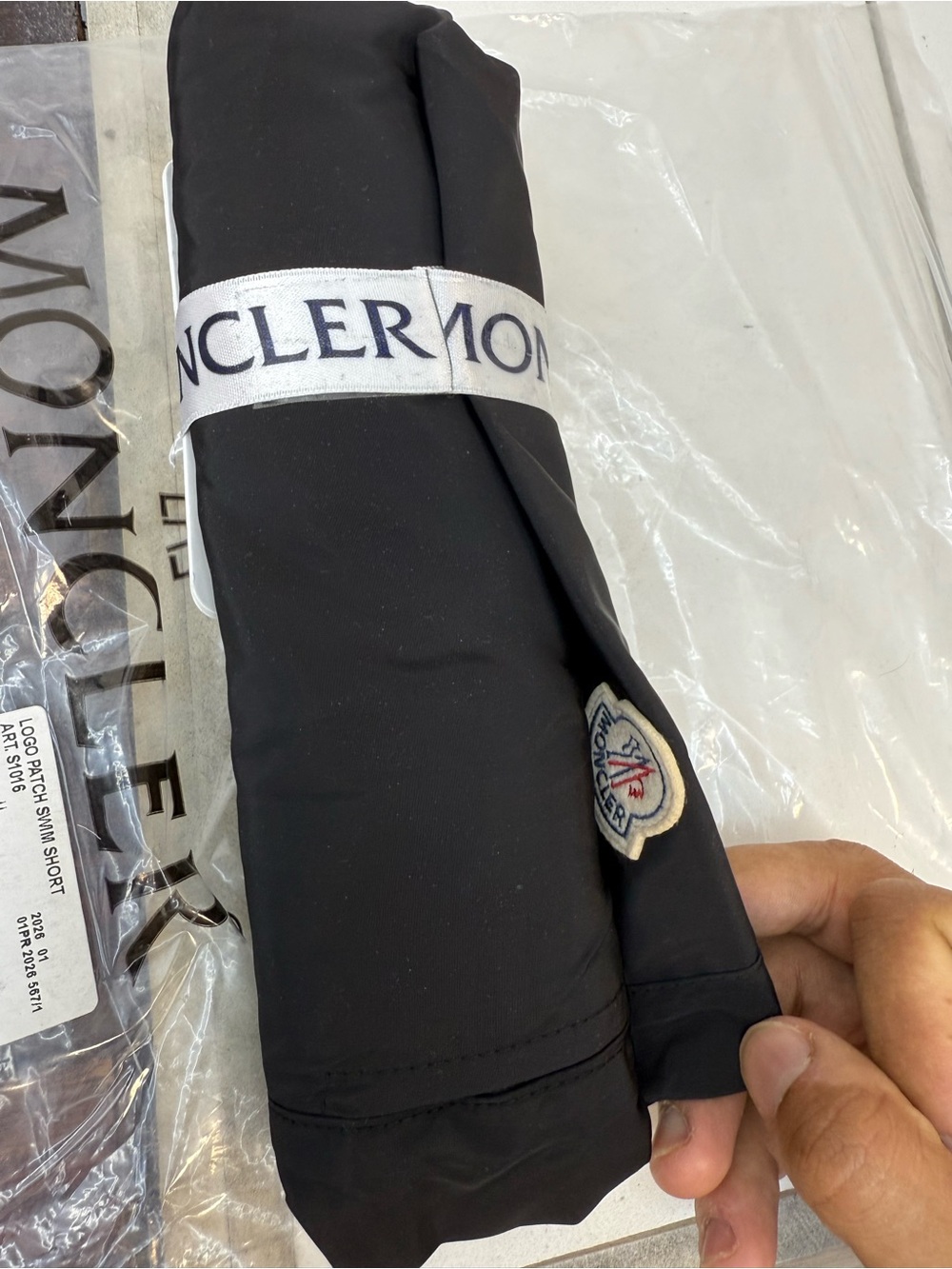 Moncler Mens Black Nylon luxury designer logo Shorts image 3